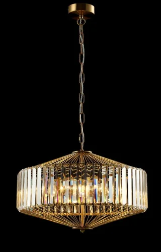 Люстра подвесная FIESTA SP5 BRASS/TRANSPARENTE Crystal Lux прозрачная на 5 ламп, основание латунь в стиле современный  фото 4